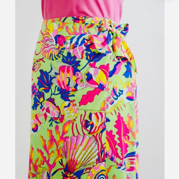 Vintage Ann May  100% Silk Tropical Fish Angelfish Art to Wear Midi Skirt Small - Picture 2 of 6